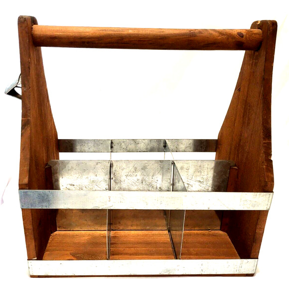 Wood Galvanized Steel Beer Caddy Bottle Opener Brooklyn Steel Co 12x13x7" - Picture 1 of 14